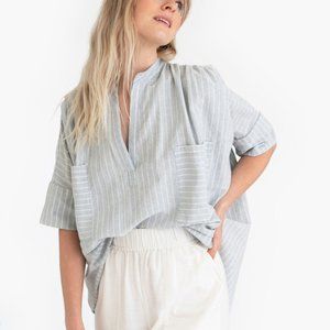 Madewell Tribe Alive Conductor Stripe Split Neck Tunic Top